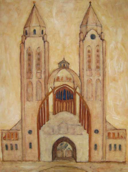 Sint Jans basiliek Laren, acryl 100 x 70 cm