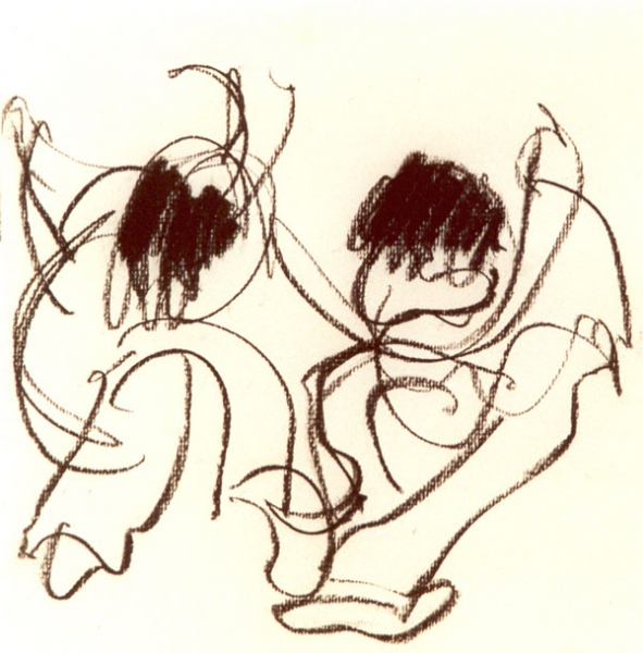 Dancing 2 - houtskool, 25 x 25 cm