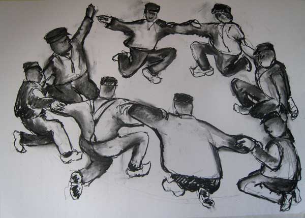 Studie: La Danse - houtskool, 70 x 100 cm