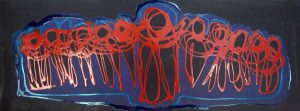 Hemelvaart, lakverf 37 x 100 cm