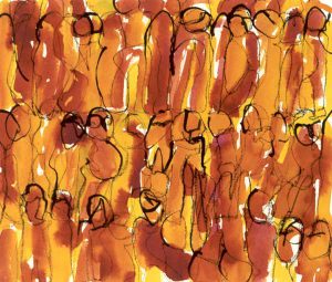 Mensenspoor 3, acryl 37 x 50 cm