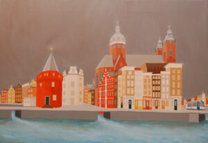 Amsterdam: Scheierstoren (olieverf, 100x70cm)