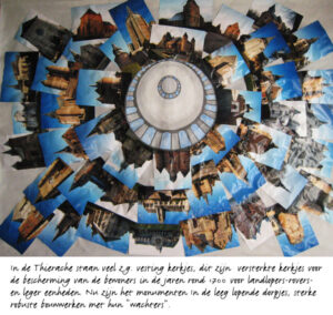 Kerkjes Thierache, Noord Frankrijk - foto collage - 100 x 195 cm